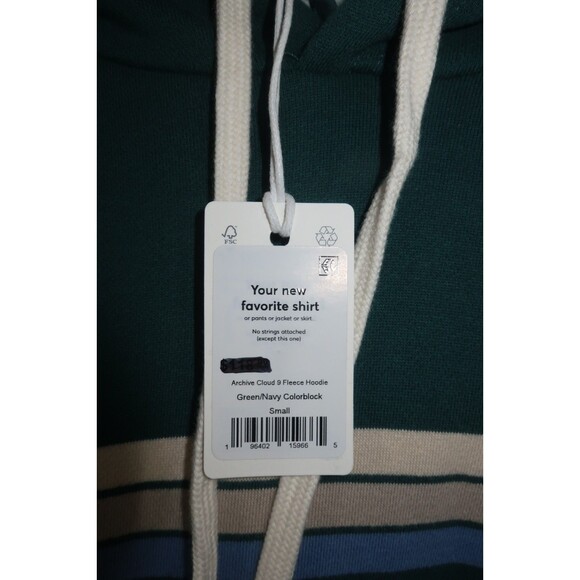 Marine Layer Archive Cloud 9 Sweatshirt Hoodie Colorblock Navy Green Small NEW - Picture 3 of 10